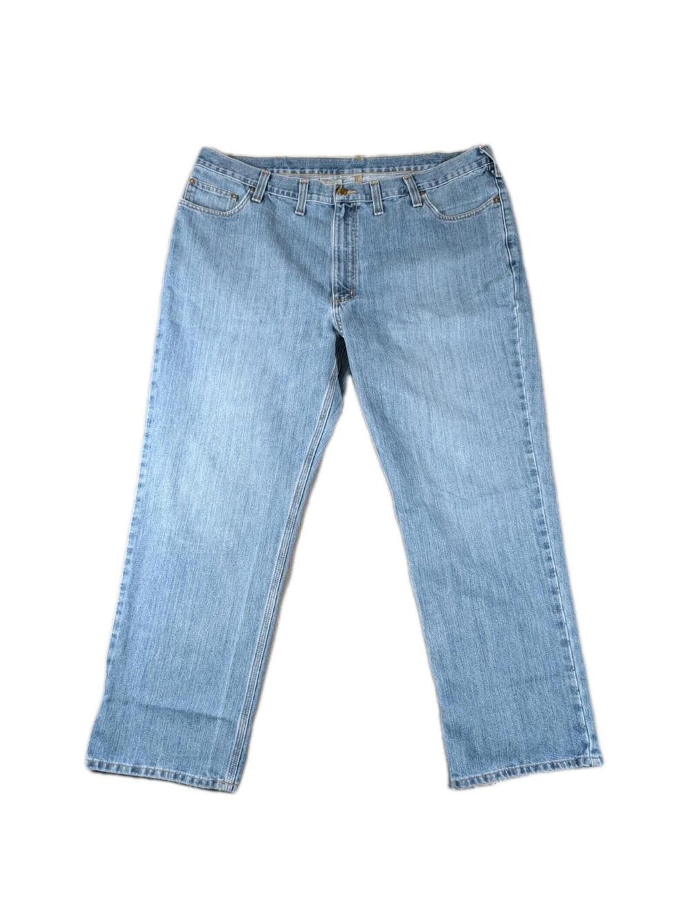 Carhartt Mens 44x32 Light Wash Denim Jeans Relaxed Workwear Carpenter Durable